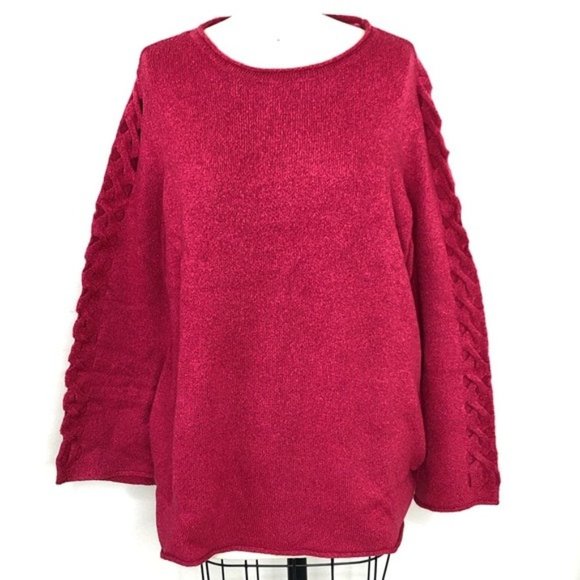 Lane Bryant Hot Pink Fuchsia Chenille Sweater, 14 - Picture 1 of 9